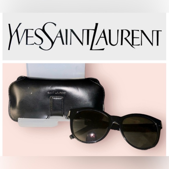 YSL | Yves Saint Laurent | All Black Sunglasses w Case | SL67/F 001 6518-140 - Picture 1 of 12